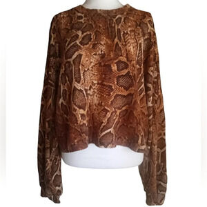 Peach Love California Women's Snake Print Balloon Sleeve Pullover Size Large